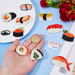 12個 12スタイル 寿司ポリエステル刺繍糸 アイロン接着/縫い付けパッチ  布のアップリケ  ミックスカラー  22~41x33.5~65x1.5~2mm  1個/スタイル&nbsp;DIY-DC0003-87