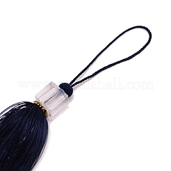 ポリエステルタッセルパーツ  透明なキューブビーズ付き  ミッドナイトブルー  248x18mm&nbsp;AJEW-WH0263-12B