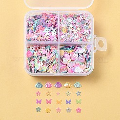 40g 4種類のプラスチックカボション  DIY 手作りグリッター  ミックスカラー  混合図形  2~6x2~8x0.1~0.2mm  10g /スタイル&nbsp;RESI-FS0002-13
