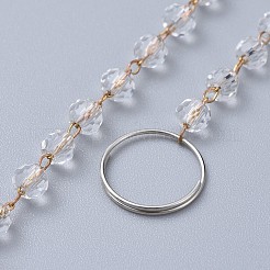 クリスタルシャンデリアサンキャッチャープリズムチャクラハンギングペンダント  ガラスビーズと真鍮ペンダント付き  バラ付きのフラットラウンド  カラフル  370mm&nbsp;AJEW-I040-05