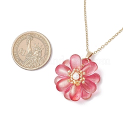 6色のガラスペンダントネックレス6個  花  シェルパールビーズと304ステンレススチールアズキチェーンネックレス、女性用ネックレス  ミックスカラー  17.68インチ（44.9cm）  1pc /カラー&nbsp;NJEW-MZ00113