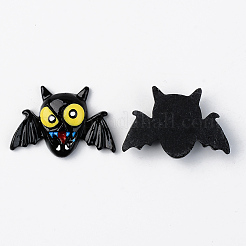 樹脂カボション  ハロウィンモチーフ  不透明な  バット  ブラック  22x32.5x7mm&nbsp;LS-RESI-R429-21
