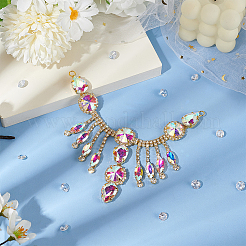 1個の花の真鍮ラインストーン装飾アクセサリー  ヘアアクセサリー  クリスタルAB  75x165x9mm&nbsp;OHAR-FG0001-04C
