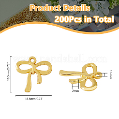 200個の合金ペンダント  蝶結び  ゴールドカラー  18.5x18.5x2mm  穴：1.6mm&nbsp;FIND-DC0006-19