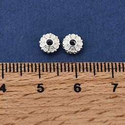 合金ビーズ  長持ちメッキ  カドミウムフリー＆鉛フリー  花  ラックめっき  銀  6x2.4mm  穴：1.2mm&nbsp;FIND-WH0118-18S
