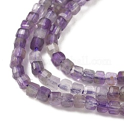 ファセットされた天然アメジストビーズ連売り  キューブ  2.5x2.5x2.5mm  穴：0.5mm  約156個/連  15.35''（39センチメートル）&nbsp;G-RM250101-E21