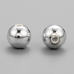 メッキプラスチックアクリルラウンドビーズ  銀メッキ  10mm  穴：2mm  約800個/ポンド&nbsp;PACR-L003-10mm-S