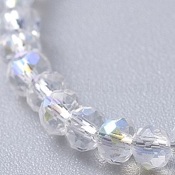 多面カットガラスビーズのブレスレット  304ステンレススチール製金具付き  ミックスカラー  7-1/4インチ（18.3cm）  3mm&nbsp;BJEW-JB04593