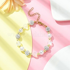 合成ムーンストーン & ヘマタイト & プラスチック パール ラウンド ビーズ ブレスレット  透明  6-3/4インチ（17.2cm）&nbsp;BJEW-JB09560