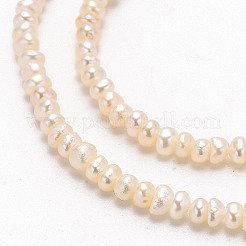 グレード aa 天然養殖淡水パール ビーズ 連売り  研磨両側  乳白色  3~4mm  穴：0.8mm  約110個/連  13.6インチ&nbsp;PEAR-L003-B-03-01