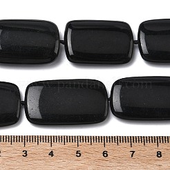 天然ブラックストーンビーズ連売り  長方形  26~37x18~22x5~6mm  穴：1mm  約12~15個/連  16.65~16.93''（42.3~43センチメートル）&nbsp;G-L650-C01-01
