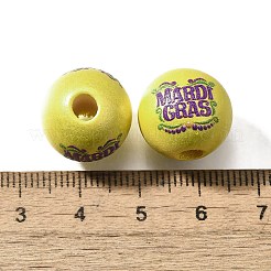 プリントされた天然木  パールカラーの  カーニバルシリーズ  言葉  15.5x14.5mm  穴：4.5mm&nbsp;WOOD-D288-17