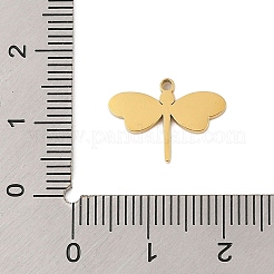 304ステンレススチールエナメルペンダント  トンボチャーム  ゴールドカラー  サンゴ  11.5x16x1.5mm  穴：1.2mm&nbsp;STAS-P377-08G