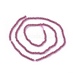 カット加工ガラスビーズ連売り  ラウンド  濃いピンク  2~2.5mm  穴：0.5mm  約180~200個/連  14.5~16.1インチ（37~41cm）&nbsp;G-F619-09D-2mm