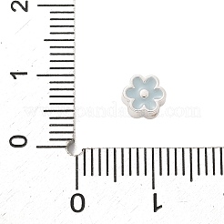 925スターリングシルバービーズ  ドロップグルーフラワー  銀  アクア  6x5.5x3mm  穴：1mm&nbsp;STER-D300-03S-01