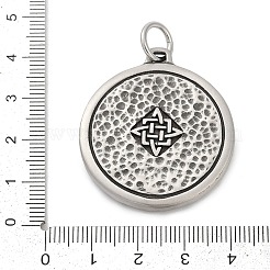 316サージカルステンレスペンダント  丸カン付き  ロシアの星チャーム付きフラットラウンド  アンティークシルバー  39x34.5x5mm  穴：7mm&nbsp;STAS-D304-27AS