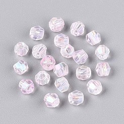 透明なスプレー塗装ガラスビーズ  コーン  ABカラーメッキ  多面カット  パールピンク  4~4.5x3.5mm  穴：1.4~1.6mm  約153個/10g&nbsp;X1-EGLA-N018-4mm-11