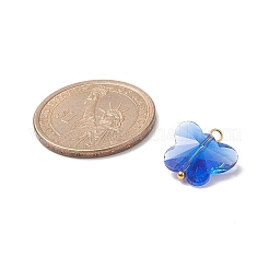 ファセット透明ガラスチャーム  ゴールデン真鍮パーツ  蝶  ミックスカラー  14.5x14.5x8mm  穴：2mm&nbsp;PALLOY-JF01965