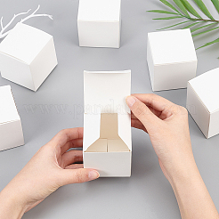 折りたたみ式の厚紙紙のアクセサリー箱  ギフト包装箱  ホワイト  6x6x6cm&nbsp;CON-WH0072-34A