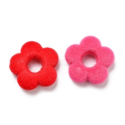 フロッキーアクリルビーズフレーム  花  ミックスカラー  19.5x19x5mm  穴：1.2mm&nbsp;OACR-E020-11