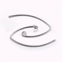 真鍮のピアスフック  耳ワイヤー  水平ループ付き  プラチナ  29x15mm  穴：2mm  22ゲージ  ピン：0.6mm  22ゲージ  ピン：0.6mm&nbsp;LS-KK-K197-60P
