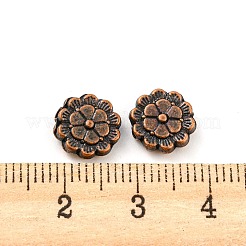 チベット風合金ビーズ  鉛フリー＆カドミウムフリー  花  赤銅鉱  9x9x3mm  穴：1mm  約1086個/1000g&nbsp;PALLOY-F307-06R