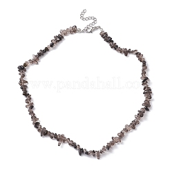 天然氷黒曜石チップビーズネックレス  ステンレス鋼色  15.94~15.98インチ（40.5~40.6cm）&nbsp;NJEW-JN04615-01