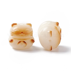 彫刻された天然菩提根ビーズ  ブッダ釈迦ビーズ  猫の形  チョコレート  18x18x16mm  穴：2mm&nbsp;FIND-C012-02B