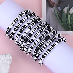 10個10スタイルポリマークレイヘイシサーファーストレッチブレスレットセット  重ね付けできるプレッピーブレスレット  白黒  内径：2インチ（5cm）  1個/スタイル&nbsp;BJEW-SW00116