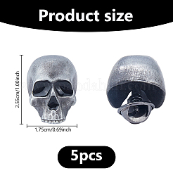 バックパックの服用の合金製ラペルピンバック5個  スカル  アンティークシルバー  25.5x17.5mm&nbsp;JEWB-DC0001-40