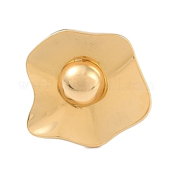 女性用304ステンレススチールオープンカフリング  18KGP本金メッキ  花  28x26mm  調整可能&nbsp;RJEW-S410-01G-04