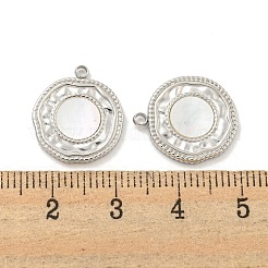 304ステンレスペンダント  シェルと  フラットラウンドのチャーム  ステンレス鋼色  17x15x1.5mm  穴：1.6mm&nbsp;STAS-L278-109P