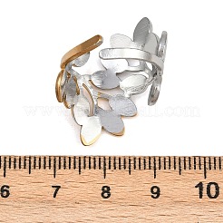女性用304ステンレススチールカフリング  葉  イオンプレーティング（ip）  18KGP本金メッキ  内径: 調節可能  29mm&nbsp;LS-RJEW-L133-03GP-02