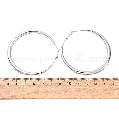 304ステンレススチールフープピアス  ステンレス鋼色  60x5mm&nbsp;EJEW-Z093-01P-02