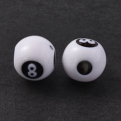 不透明なアクリルビーズ  番号付きラウンド8  ホワイト  11mm  穴：3.8mm  約595個/500g&nbsp;OACR-P007-69