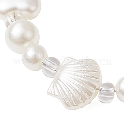 女性用 ABS プラスチック模造真珠ビーズブレスレット  アクリルと  蝶結び  6-7/8インチ(17.4cm)+エクステンダー: 65mm&nbsp;BJEW-JB11872-01