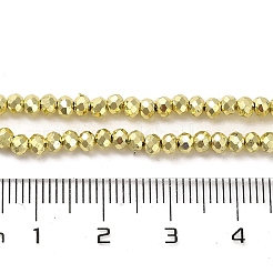 電気メッキガラスビーズセット  多面カット  ロンデル  ライトゴールド  3x2.5mm  穴：0.8mm  約136~144個/連  35~36cm&nbsp;EGLA-D030-15A-03