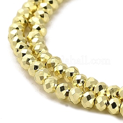 電気メッキガラスビーズセット  多面カット  ロンデル  ライトゴールド  3x2.5mm  穴：0.8mm  約156~164個/連  14.96~15.6''（38~39センチメートル）&nbsp;X-EGLA-D030-15A-03