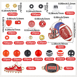 DIYラグビービーズキット  樹脂ビーズ入り  アクリルビーズ  ポリマークレイビーズ  ガラスシードビーズ  合金デイジースペーサービーズ  CCBプラスチックビーズ  黒と赤  混合図形  8x7mm  穴：2mm&nbsp;DIY-BM0001-53