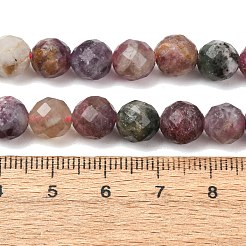 天然梅の花トルマリンビーズ連売り  ラウンド  ファセットビーズ  8mm  穴：1mm  約47個/連  15.04''（38.2センチメートル）&nbsp;G-D110-A01-01