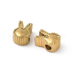 304ステンレススチールビーズ  18KGP本金メッキ  兎  7x5x3.5mm  穴：1.8mm&nbsp;STAS-V010-01G-08