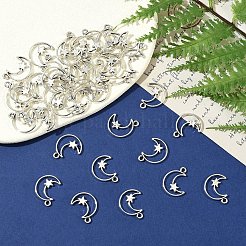 チベット風アロイペンダント50個  スターとムーン  アンティークシルバー  19x15x2mm  穴：1.6mm&nbsp;FIND-YW0009-84