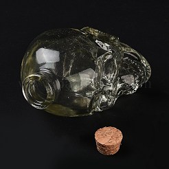スカルガラスのワインボトル  コルク付き  透明  6x9cm  容量：120ml（4.06fl.oz）&nbsp;BOTT-PW0011-66A