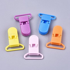 環境に優しいPCプラスチック製赤ちゃんおしゃぶりクリップ  ミックスカラー  42x30mm  穴：25mm&nbsp;AJEW-K010-01