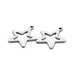変色しにくい201ステンレススチールペンダント  切り取る  スター  ステンレス鋼色  29.5x26.5x1.5mm  穴：2.5mm&nbsp;STAS-F221-15P