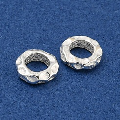 925スターリングシルバービーズ  テクスチャリング  銀色のメッキ  銀  5.8x1.6mm  穴：3mm  約37個/10g&nbsp;STER-C007-02C-S