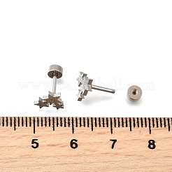 304ステンレススチールスタッドピアス  ステンレス鋼色  スター  7x8mm&nbsp;EJEW-H161-01P-B