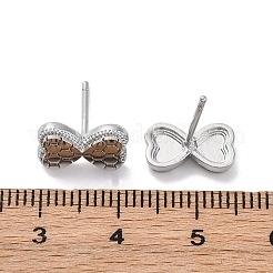 真鍮製スタンドピアス  蝶結び  プラチナメッキ  7x11.5mm&nbsp;EJEW-D288-16P