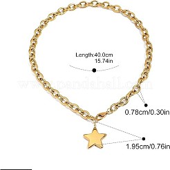 304ステンレススチールペンダントネックレス  スター  ゴールドカラー  15.75インチ（40cm）&nbsp;FS-WG3FEE6-01
