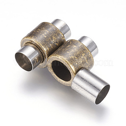 304ステンレススチール製マグネット留め具、接着端付き  コラム  アンティークブロンズ  16x10mm  穴：6mm&nbsp;STAS-F123-09AB